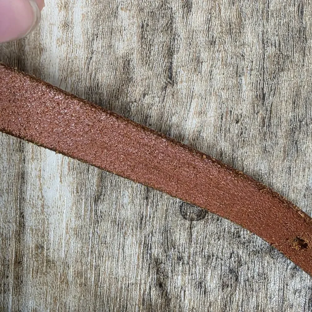 Y2K Brown Studded Leather Skinny Belt Boho Western Festival Distressed Vintage